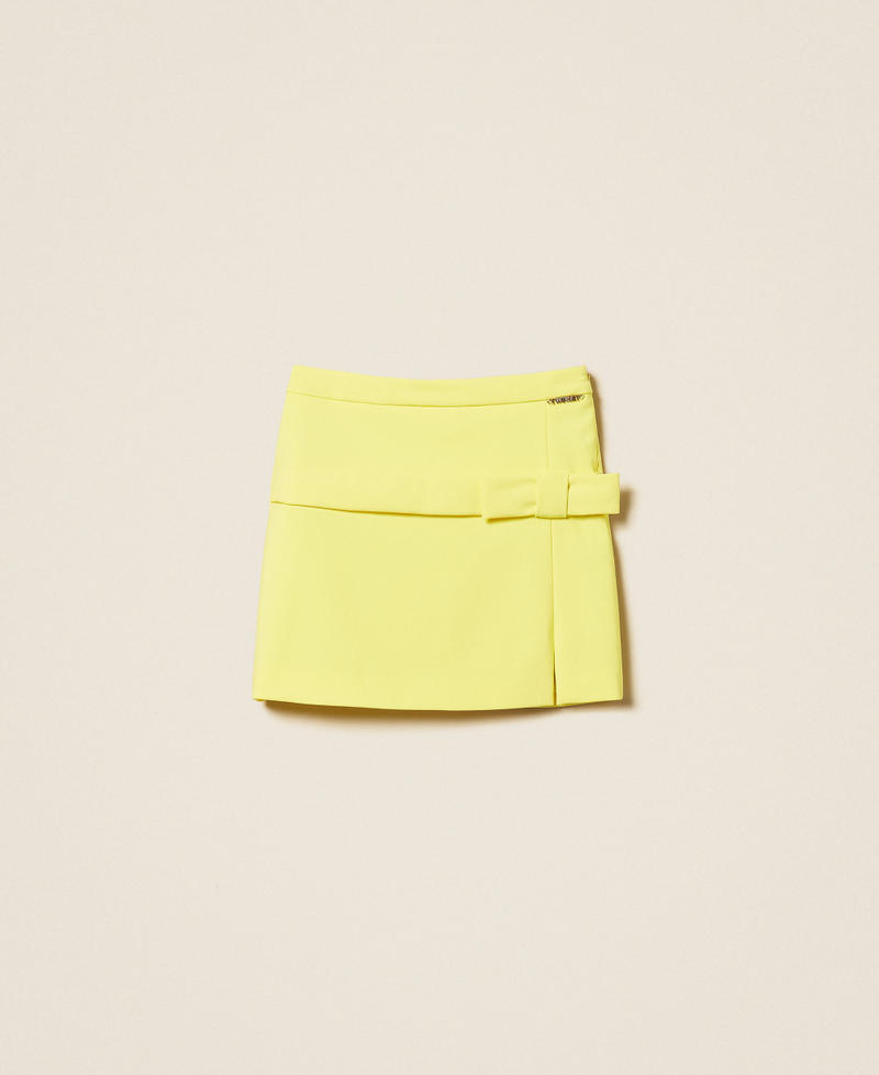 Cr&ecirc;pe miniskirt with bow Limelight Yellow Girl 261GJ2Q59_06210_S0