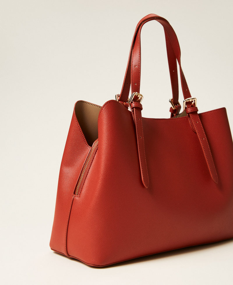 Tote bag with buckles Two-tone Terracotta/Delicate Sand Beige Woman 261TB7180_13315_03