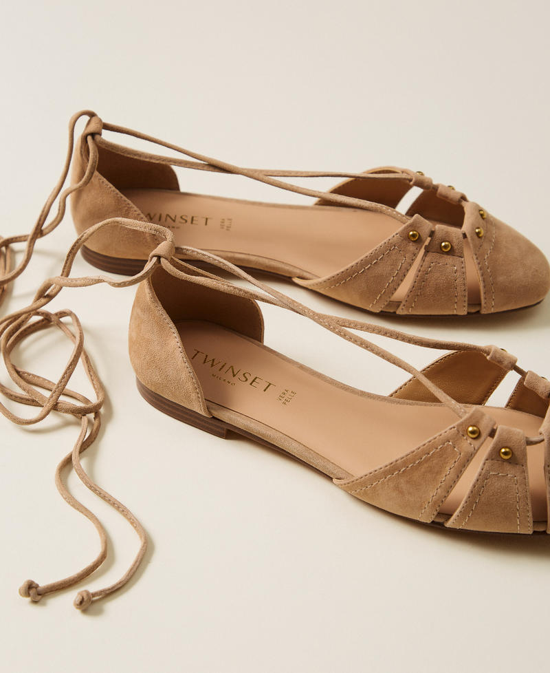 Suede ballet flats Rope Beige Woman 261TGT132_12145_03