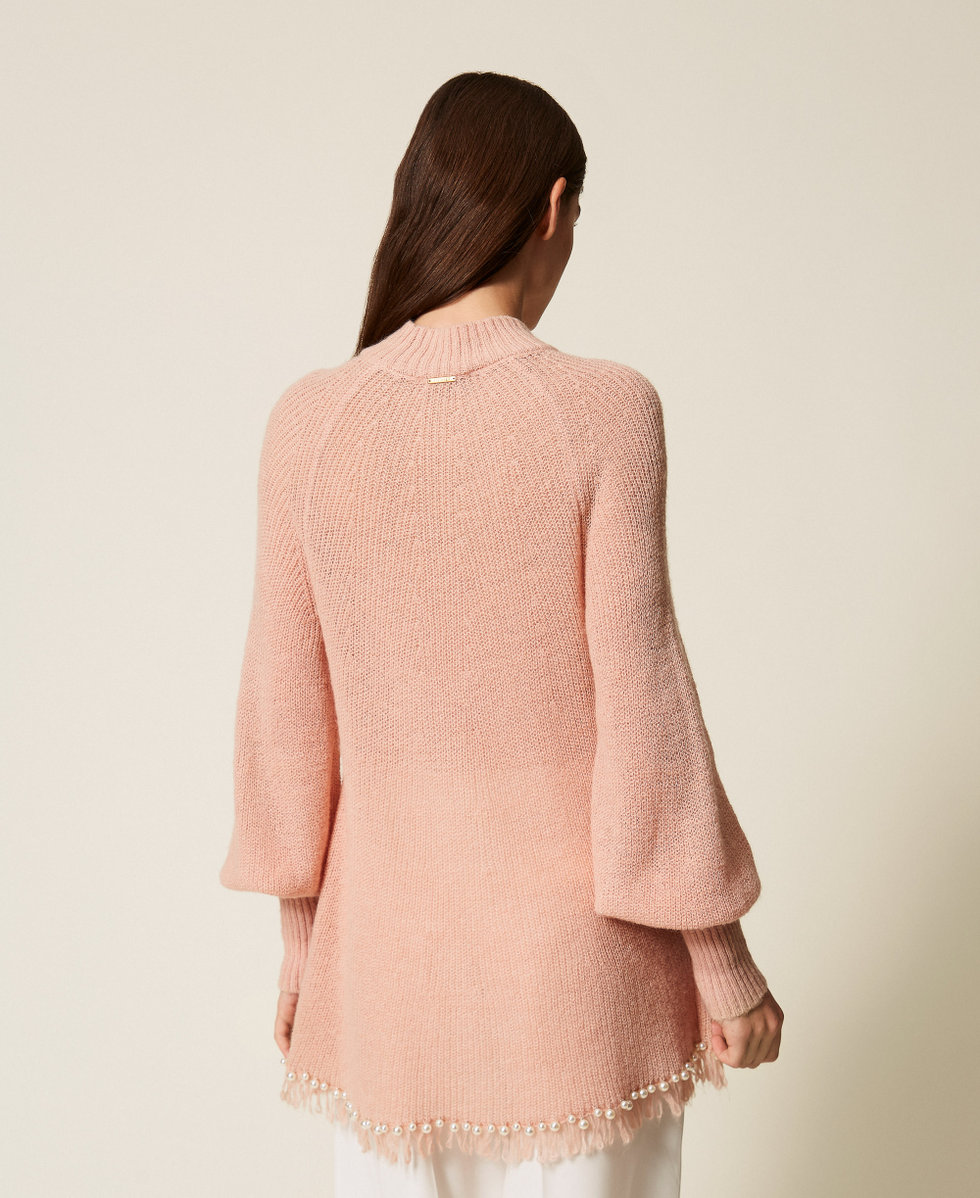 Jersey de cuello alto con flecos y cuentas Pink Dust Mujer 252LL3CBB_12536_04