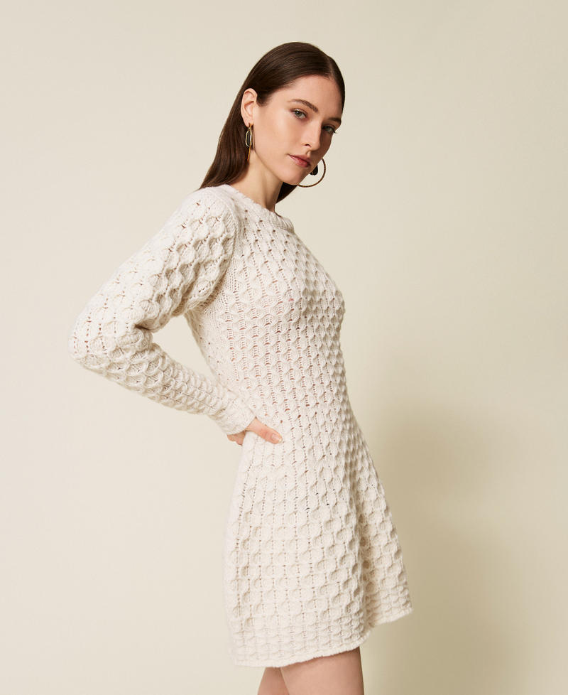 Wool and cashmere short knit dress White Snow Woman 252TS3160_00282_02