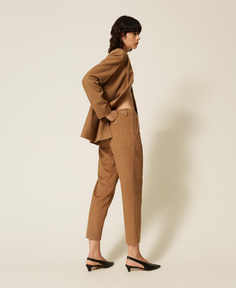 Pantaloni in misto lana chevron Toffee Herringbone Donna 262AT2261_14041_03