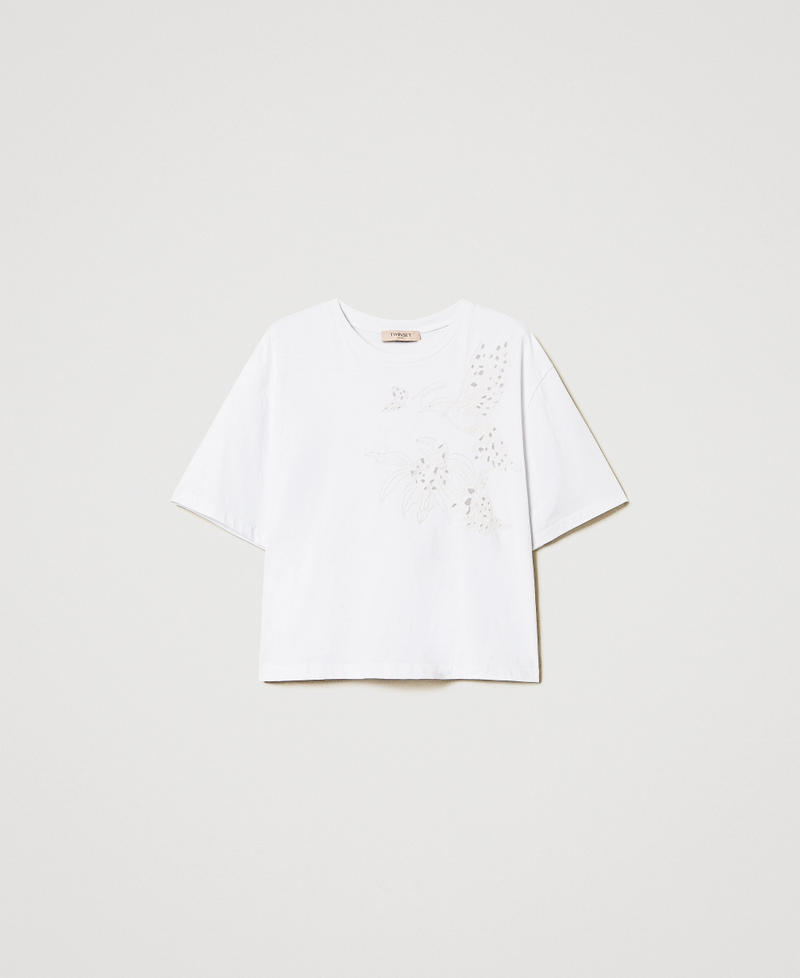 T-shirt with embroidery White Woman 251TP2730_00001_S0