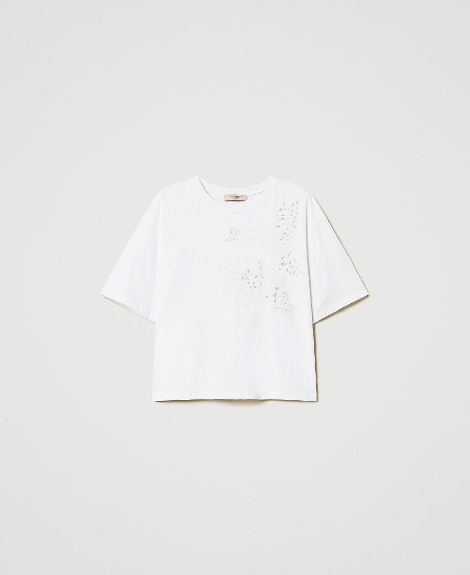 T-shirt with embroidery White Woman 251TP2730_00001_S0