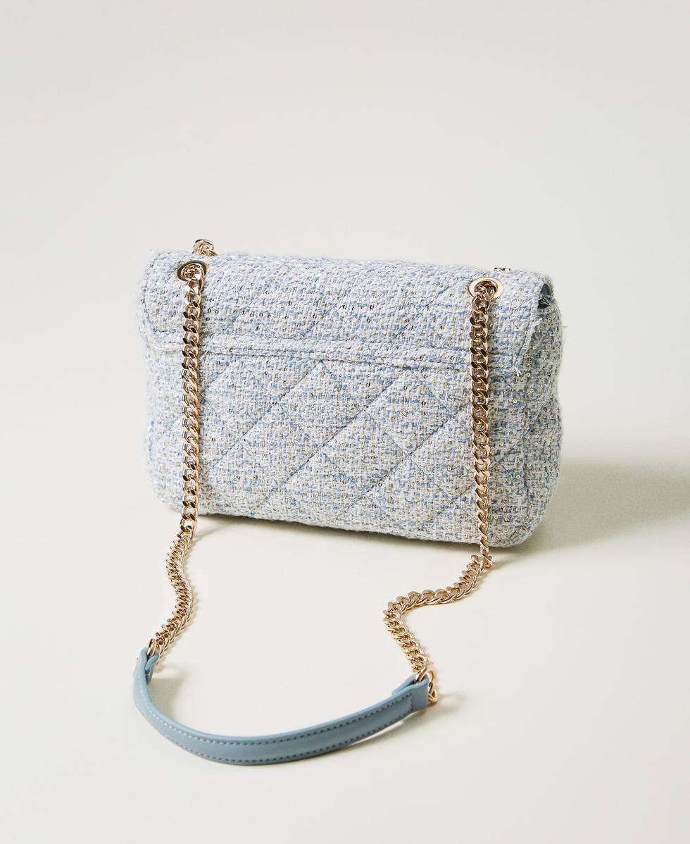 Medium &lsquo;Audrey&rsquo; jacquard shoulder bag Dusty Blue Woman 251TB7480_00485_03