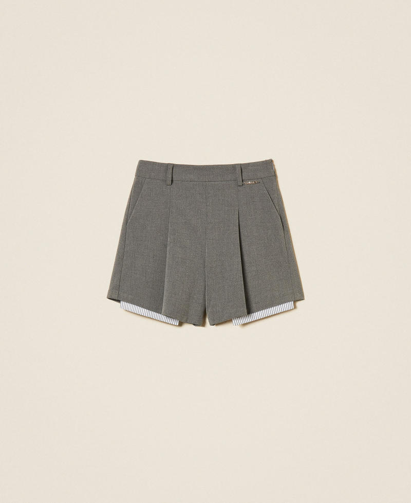 Short en flanelle avec plis Gris Moyen Chin&eacute; Fille 262GJ2180_12838_S0