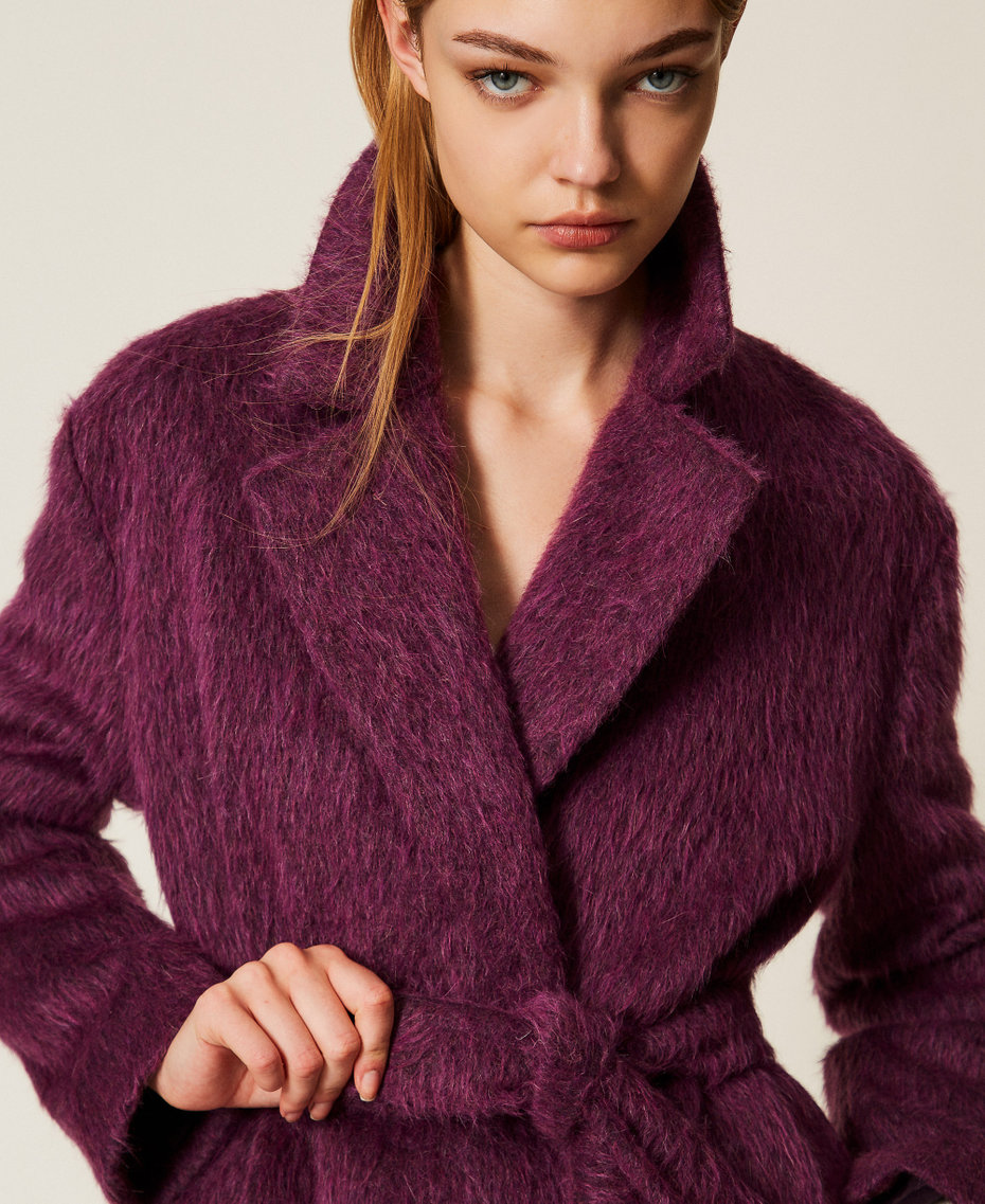 Double-breasted wool blend coat Purple Eden Woman 252TT2221_12635_05
