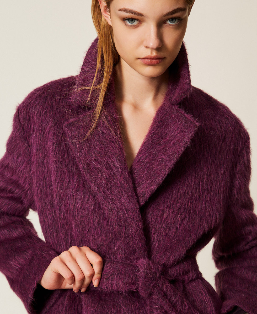 Double-breasted wool blend coat Purple Eden Woman 252TT2221_12635_05