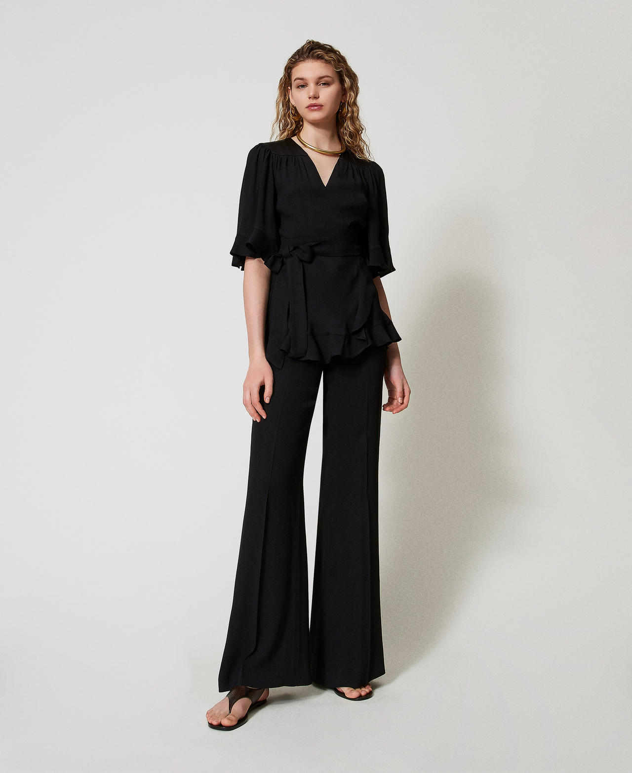 Satin palazzo trousers