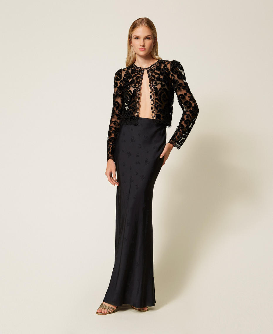 Tulle jacket with embroidery Baroque/Black Embroidery Woman 252TT2090_12894_T0