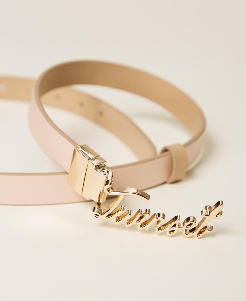 Reversible belt with logo Two-tone Delicate Sand/Peach Pink Woman 261TA4160_13344_03