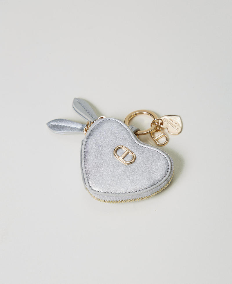 Heart-shaped coin purse with logo Silver Woman 251TH7018_00995_01