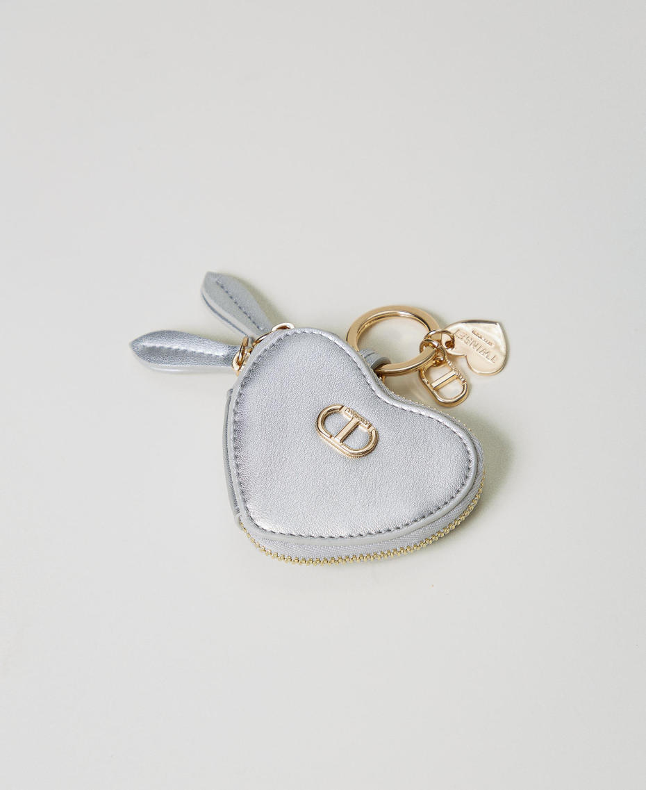 Heart-shaped coin purse with logo Silver Woman 251TH7018_00995_01