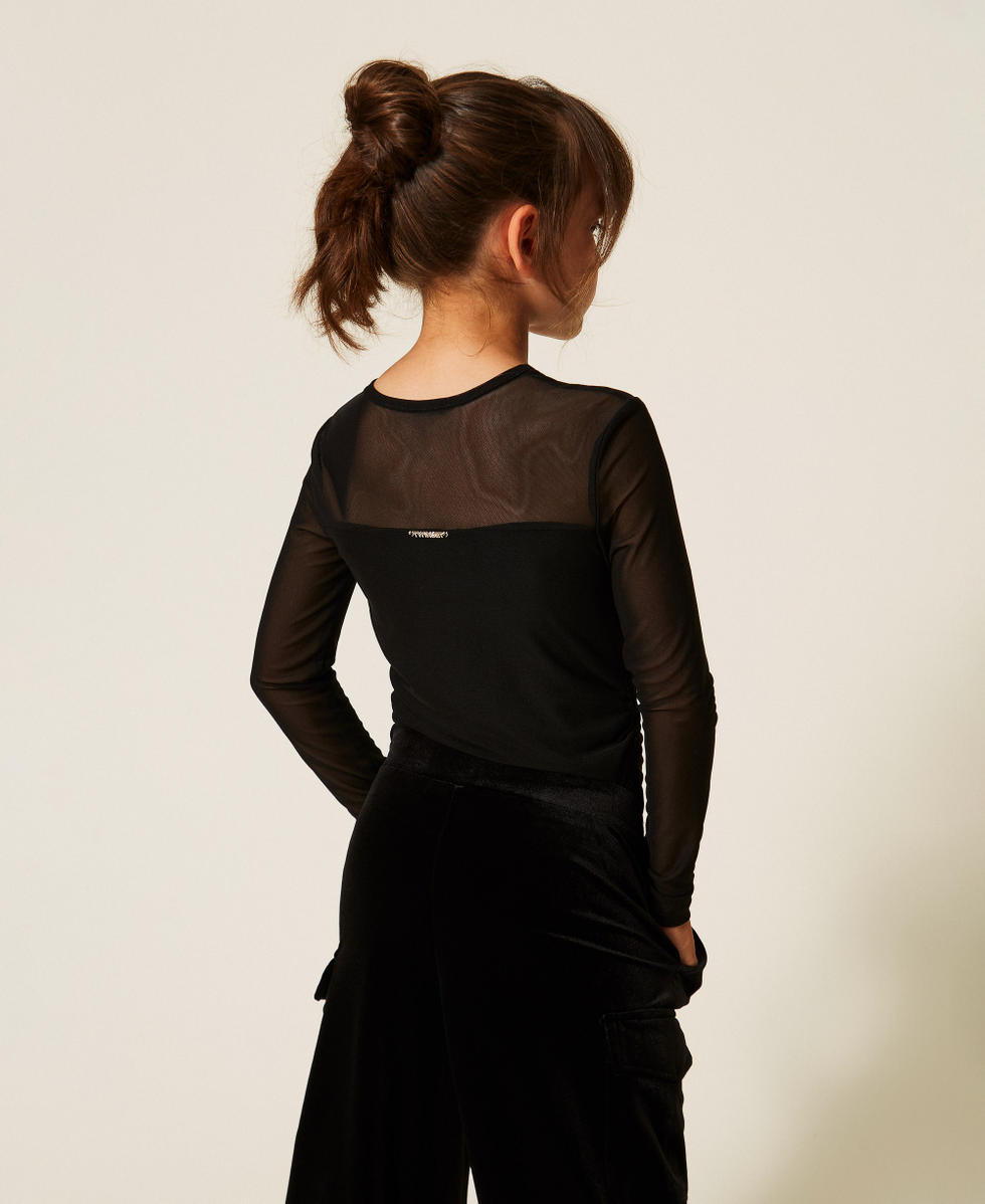 Gathered tulle T-shirt