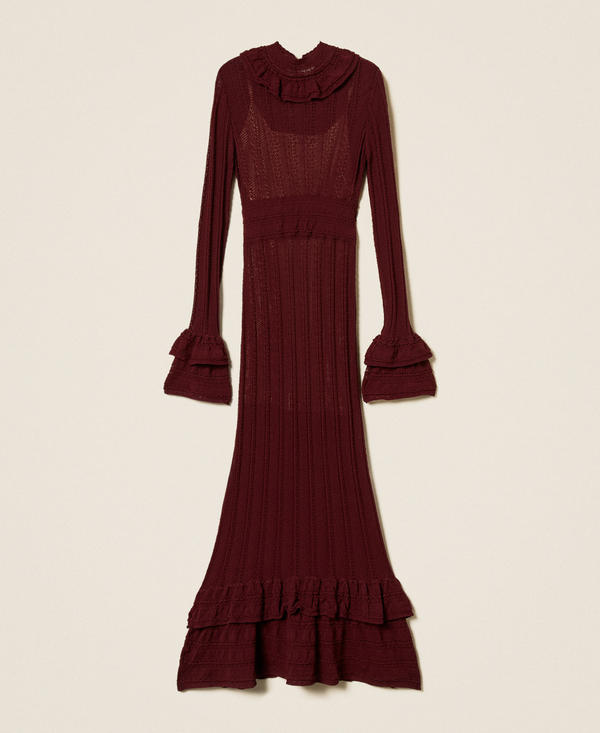 Long knit dress with flounces