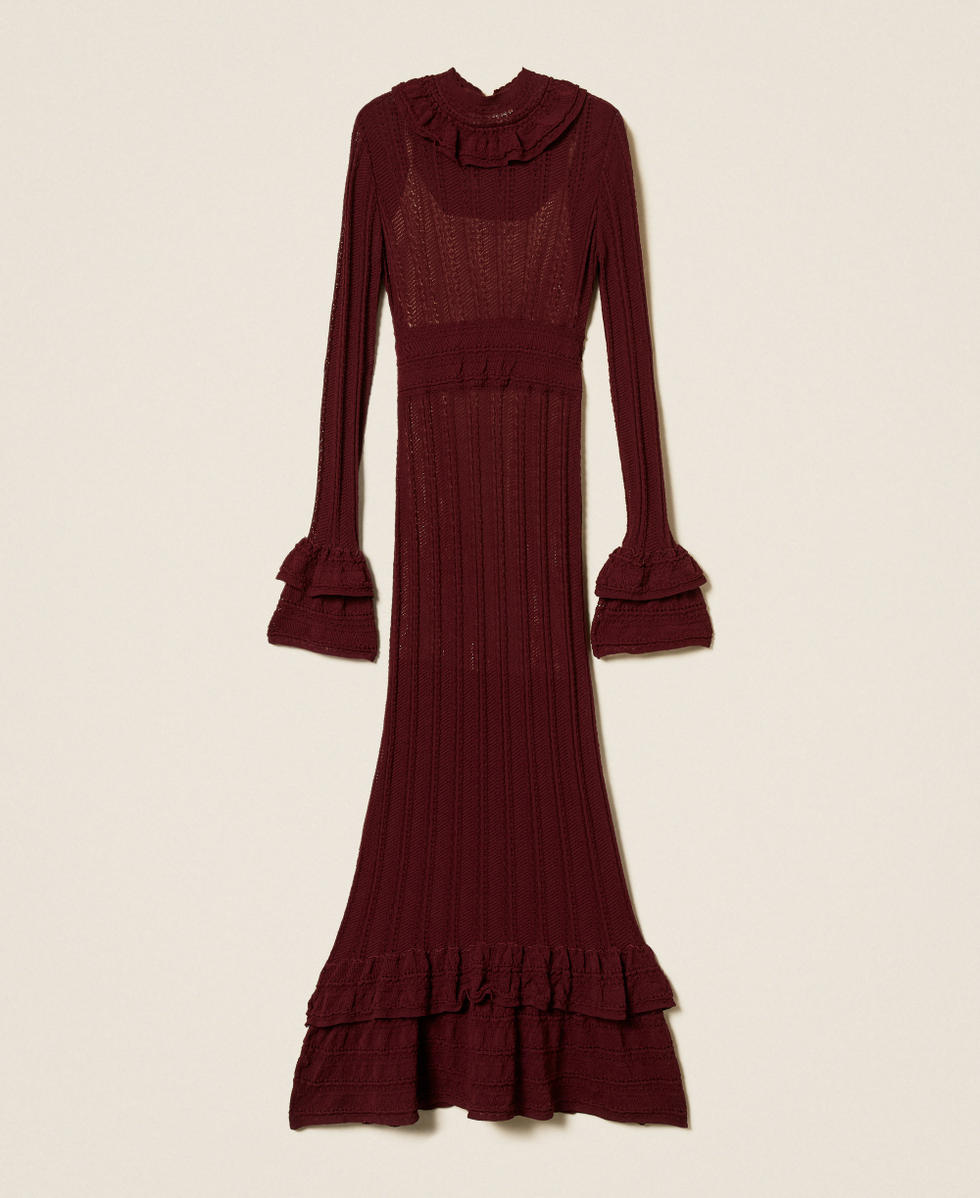 Abito lungo in maglia con balze