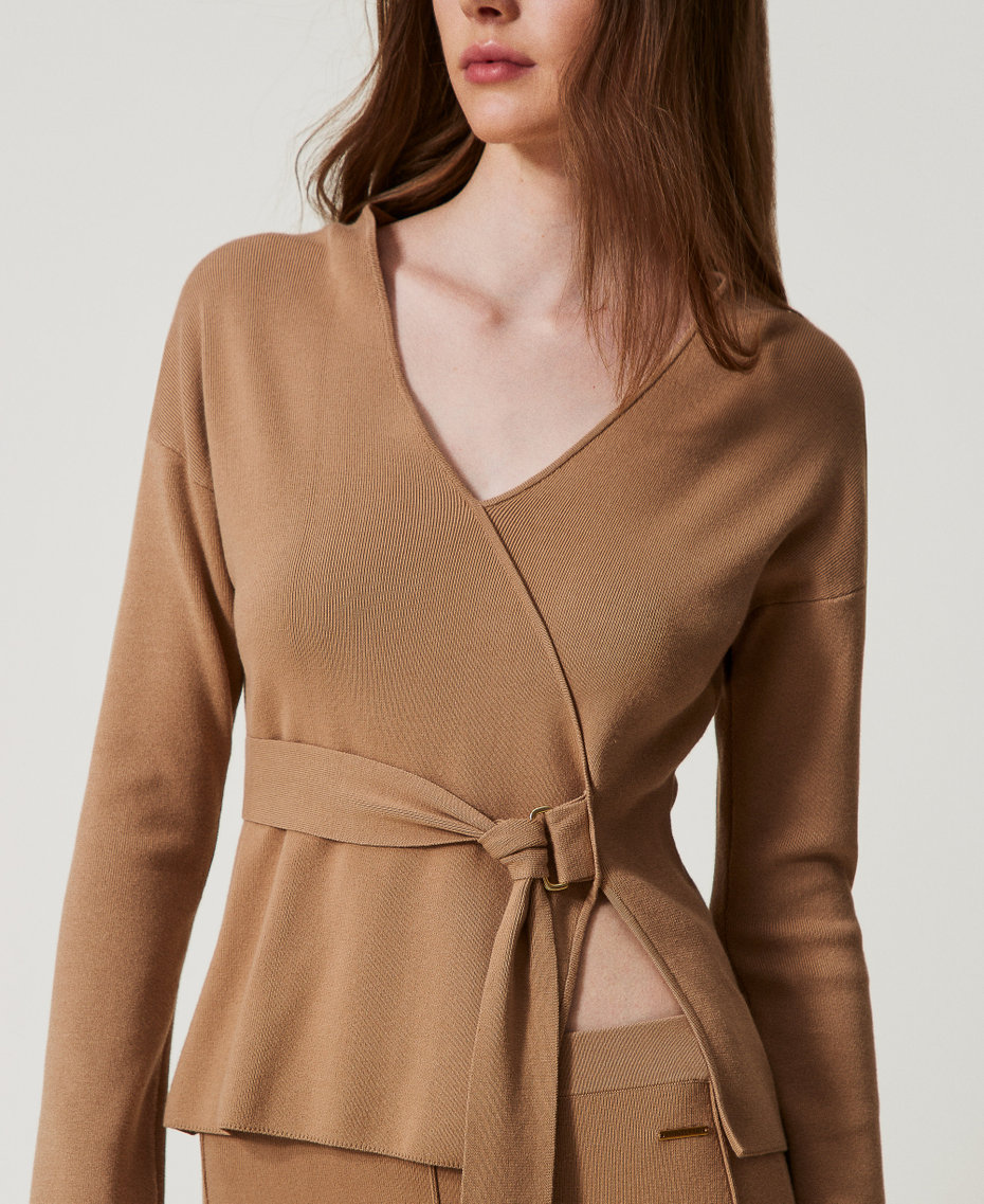 Cotton blend cross-over jumper Brown Box Woman 251LL3EAA_12112_04