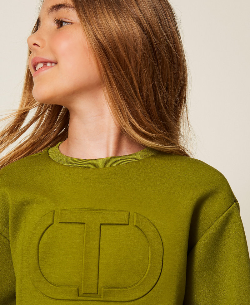 Scuba sweatshirt with Oval T Olive Oil Girl 252GJ205M_12576_04