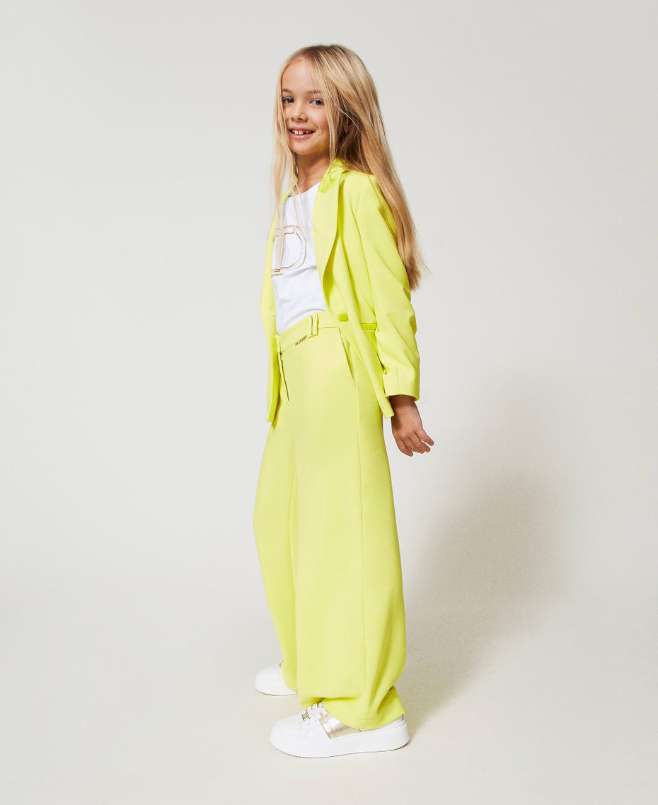 Cr&ecirc;pe palazzo trousers Yellow Plum Girl 251GJ2QN8_12124_02