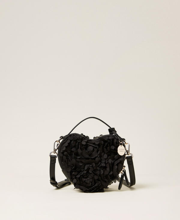 Heart-shaped shoulder bag with flowers