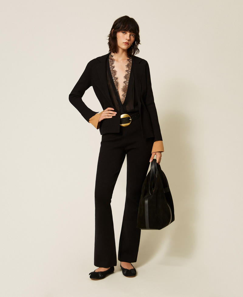 Flared knit trousers Black Woman 262AP3253_00006_01