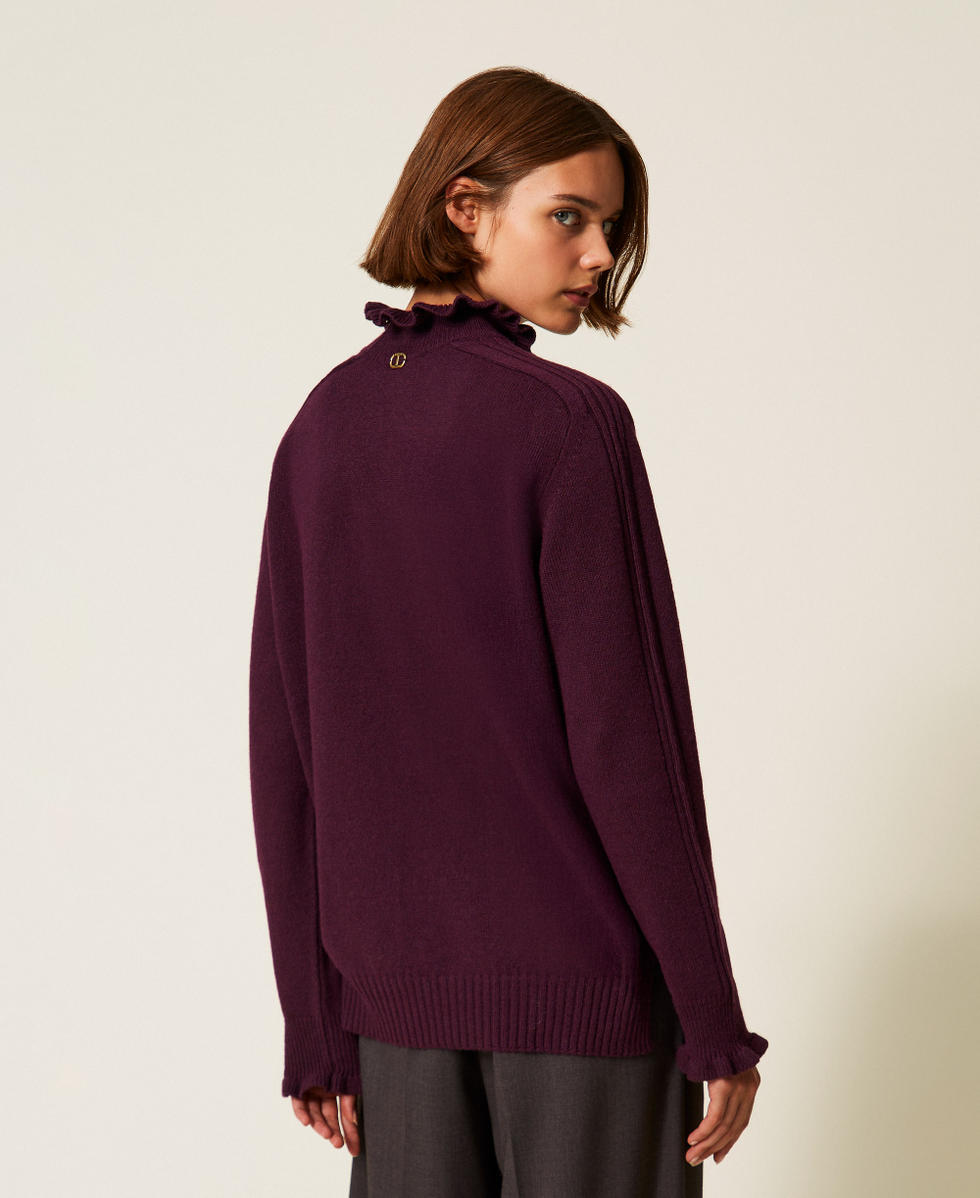 Wool blend jumper with ruffles Purple Eden Woman 252TT3350_12635_03