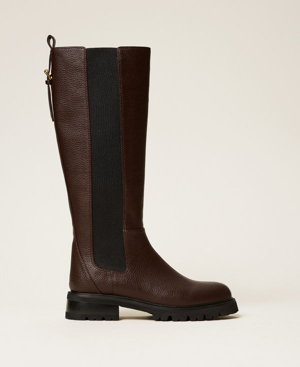 Leather biker boots