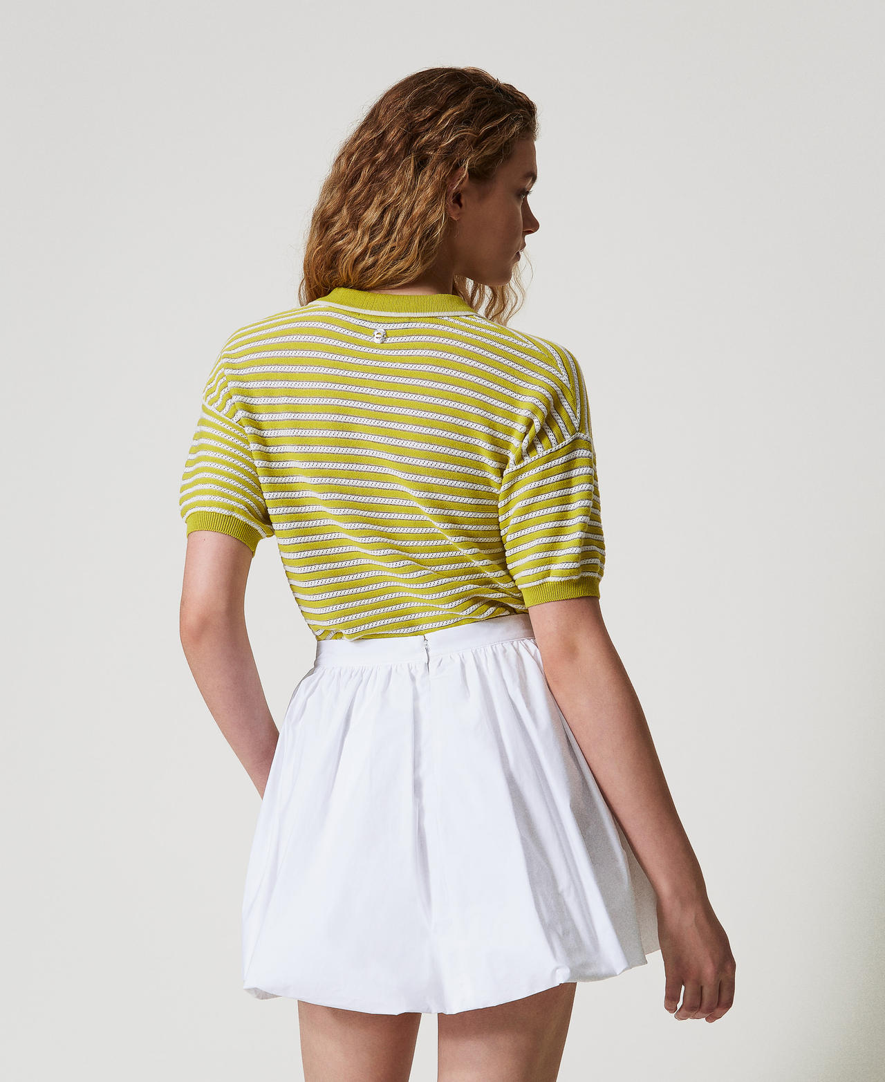 Poplin balloon miniskirt White Woman 251TF202B_00001_03