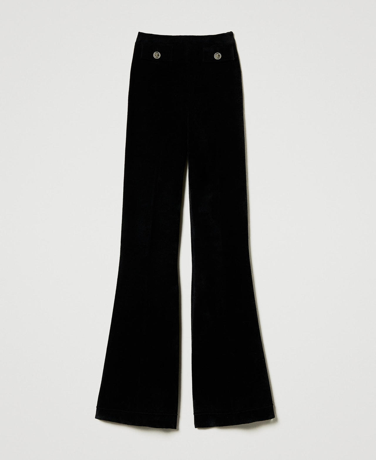 Scee by twin set Pantaloni flare in maglia con bottoni Oval T