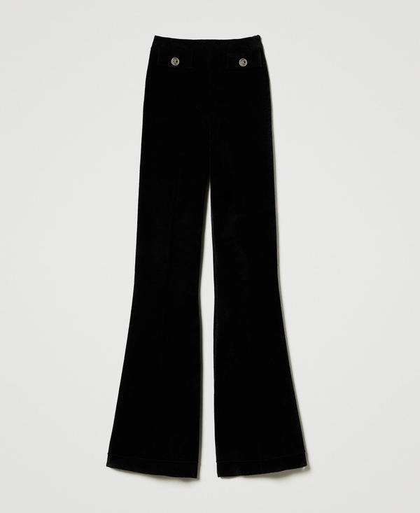 Pantaloni flare in maglia con bottoni Oval T