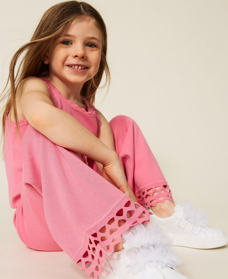 Top e pantaloni baby in maglia con smerli Rosa "Aurora Pink" Bambina 261GB3071_07207_PD