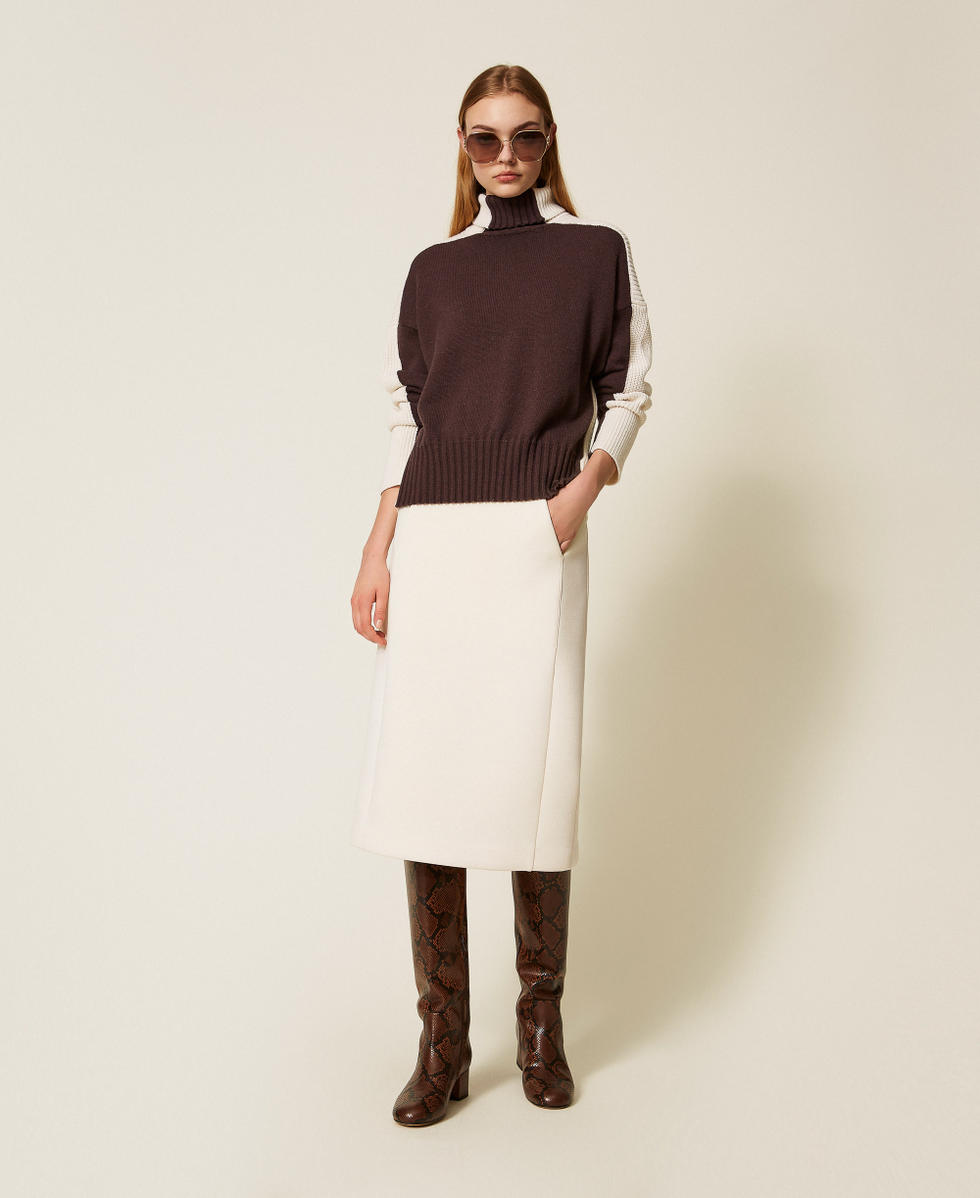 Jupe mi-longue en scuba Nacre Femme 252TP2191_00059_02