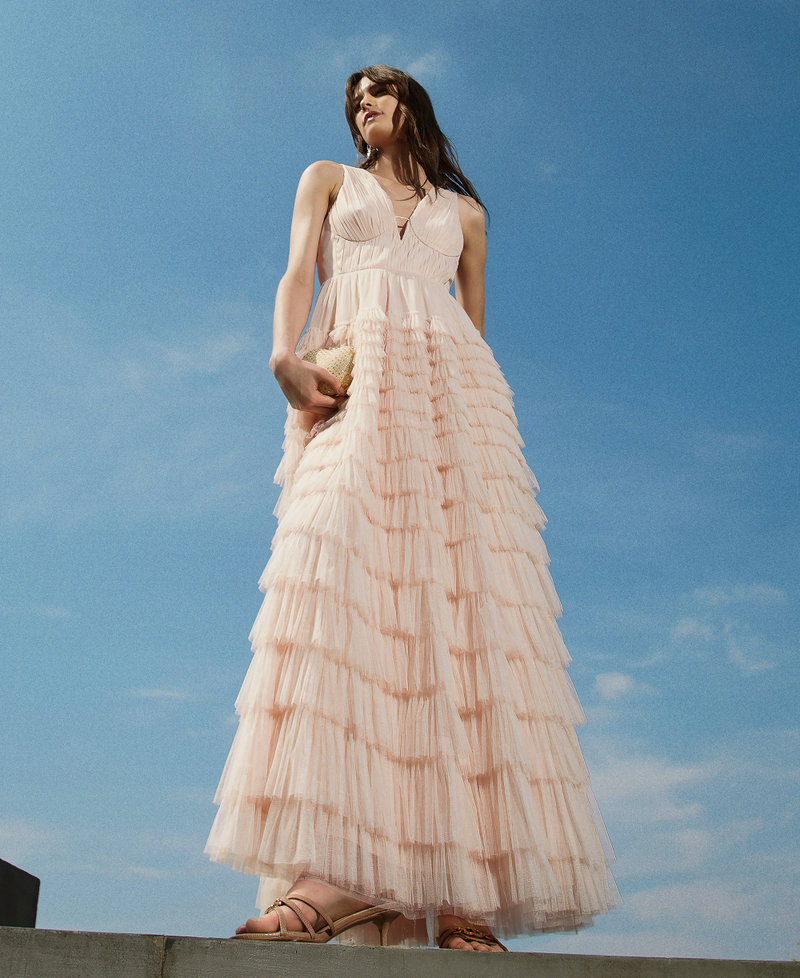 Long pleated tulle dress Fairy Rose Woman 251TQ2043_12294_PC