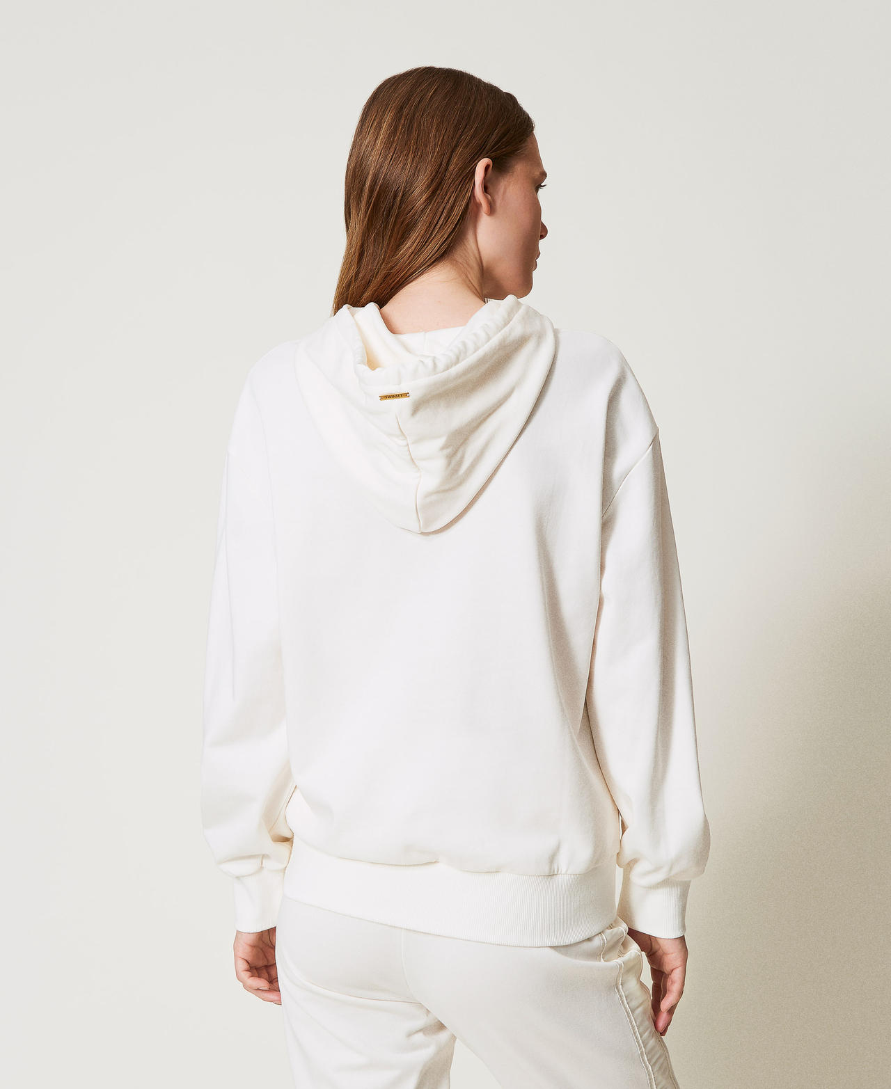 Hoodie with embroidery White Cloud Woman 251LL2HBB_12105_03