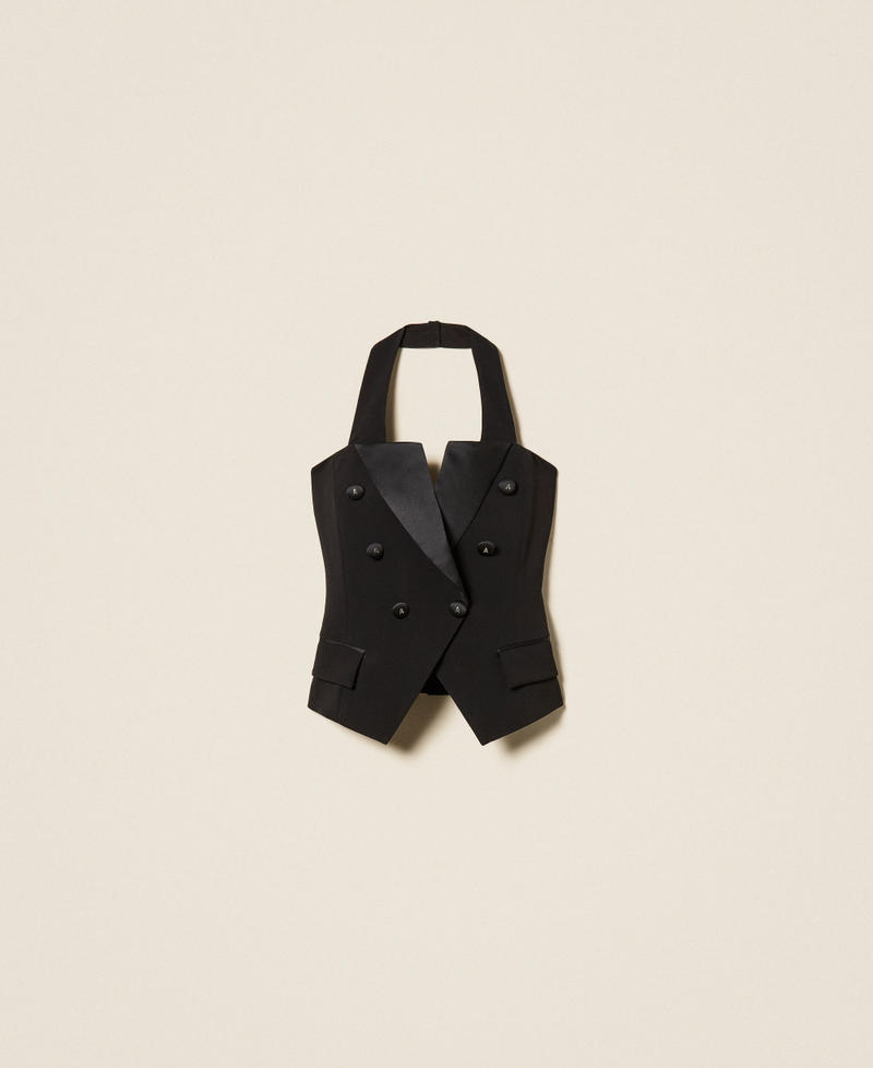 Chaleco de cady con botones con logotipo Negro Mujer 261AP2276_00006_S0