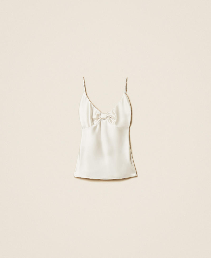 Top in raso con nodo Off White Donna 261AP2253_00526_S0