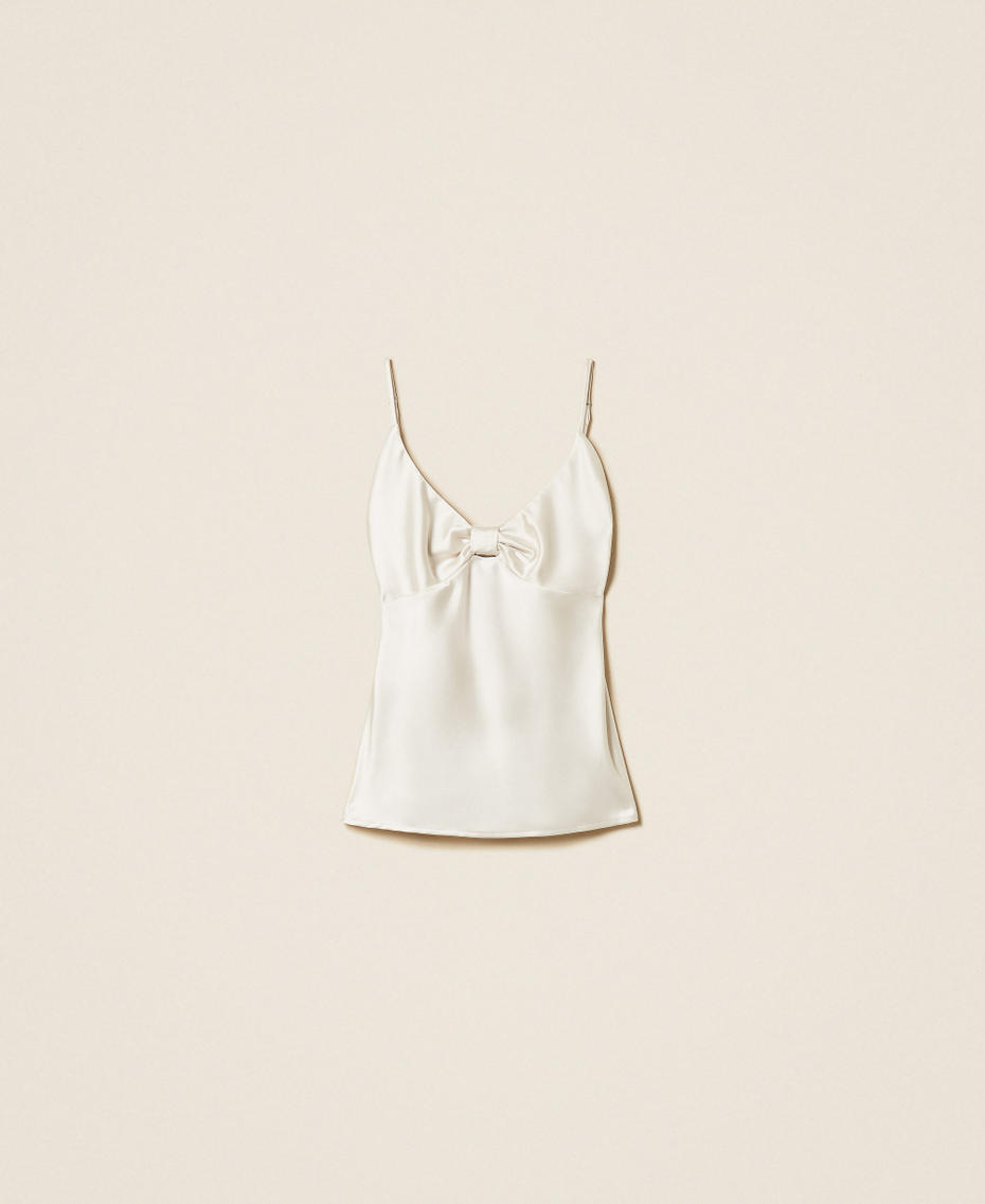 Top in raso con nodo Off White Donna 261AP2253_00526_S0