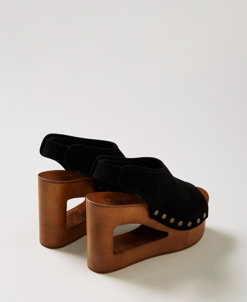 Suede open-toe sandals Black Woman 251TST014_00006_02