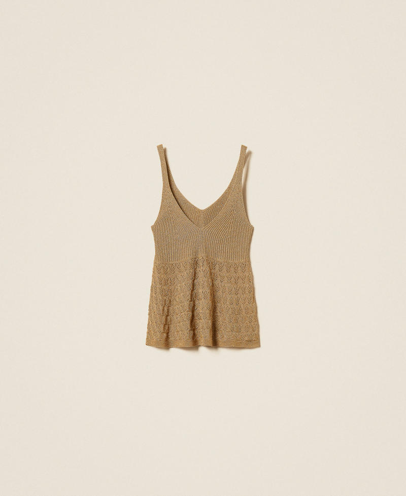 Figurbetontes Stricktop Golden Green Lurex Frau 262TP3Q30_12454_S0