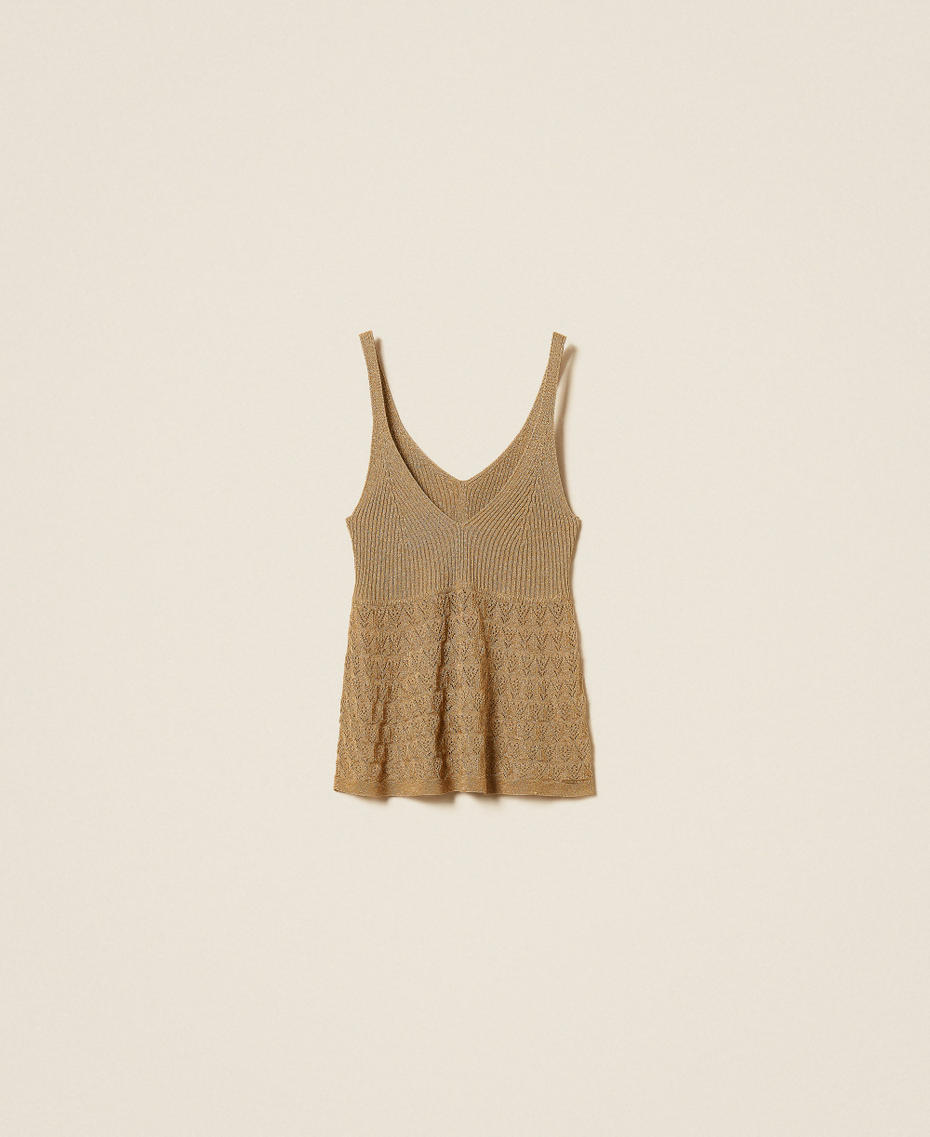 Figurbetontes Stricktop Golden Green Lurex Frau 262TP3Q30_12454_S0