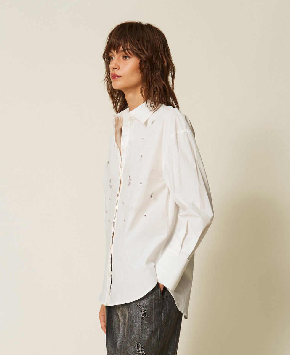Poplin shirt with embroidery Off White Woman 262AP2322_00526_02
