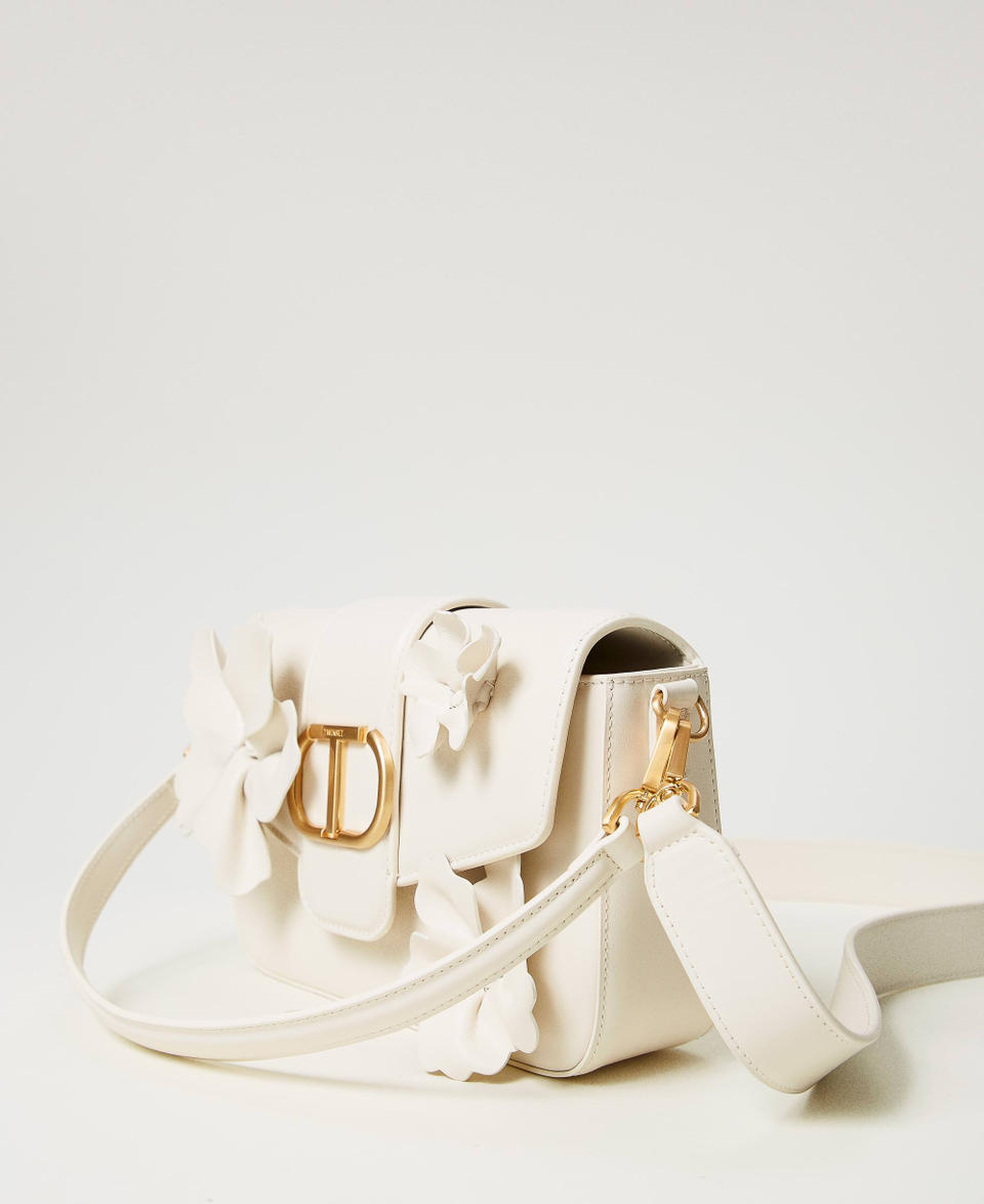 Borsa a tracolla ‘Amie’ in pelle con fiori Bianco Neve Donna 251TD8220_00282_02