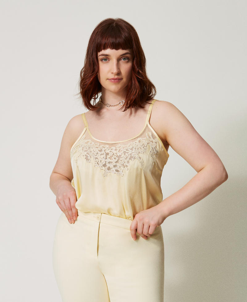 Satin top with embroidery Vanilla Woman 251TP2371_12143_01