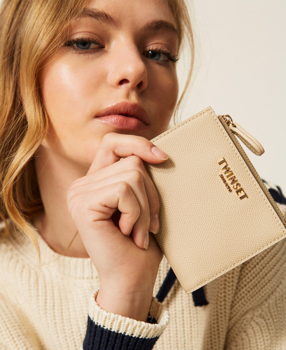 Mały portfel z logo Beżowy "Delicate Sand" Kobieta 261TH7010_13161_T0