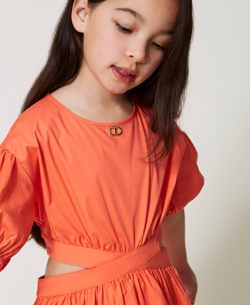 Short poplin dress with cut-out &ldquo;Sugar Coral&rdquo; Orange (Red) Girl 251GJ2427_04985_04