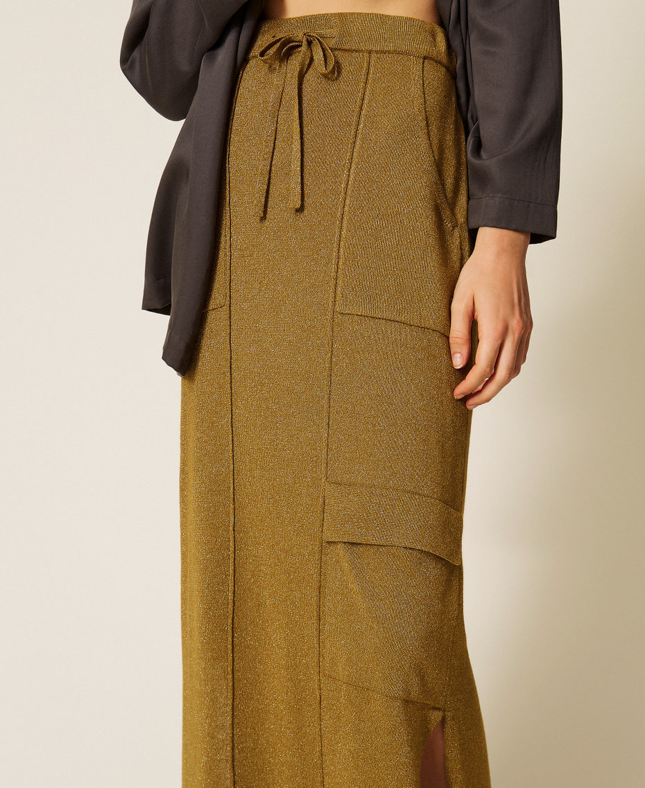 Midi-Strickrock mit Lurex Shiny Oil Lurex Frau 262LI3RBB_13919_04