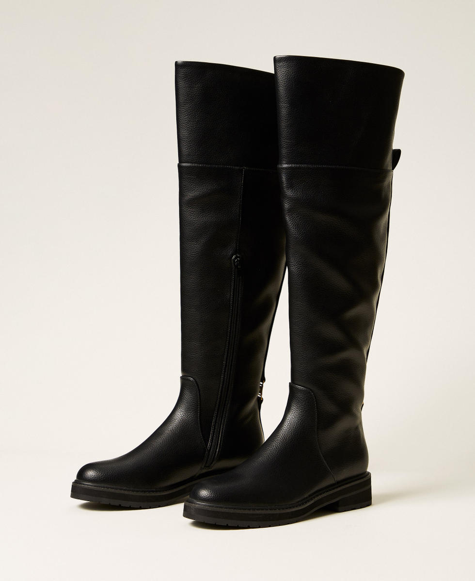 Bottes montantes avec logo Noir Femme 252TGT124_00006_02