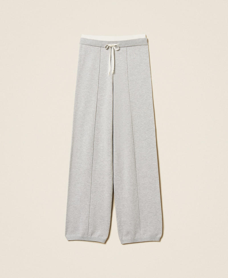 Knit trousers with drawstring Two-tone Light Grey Melange/Off White Woman 261LL3MCC_13297_S0