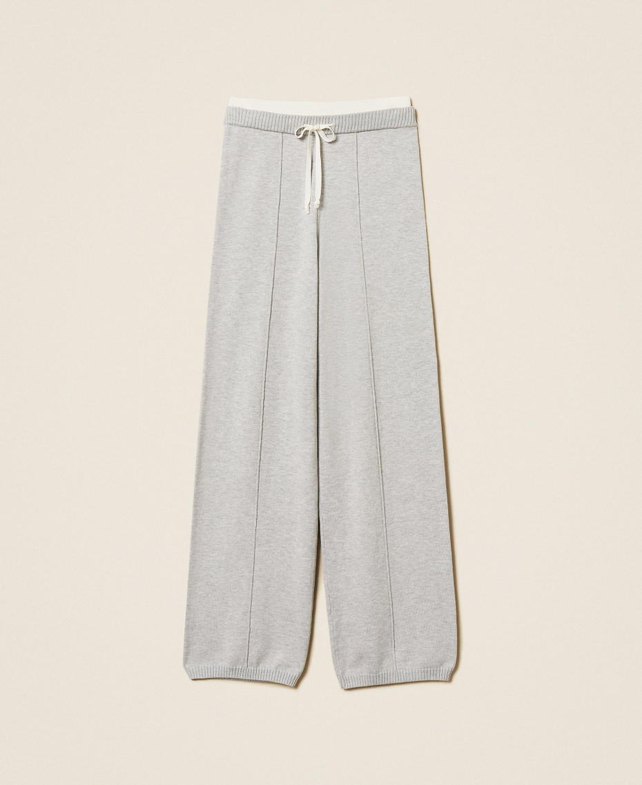 Knit trousers with drawstring Two-tone Light Grey Melange/Off White Woman 261LL3MCC_13297_S0