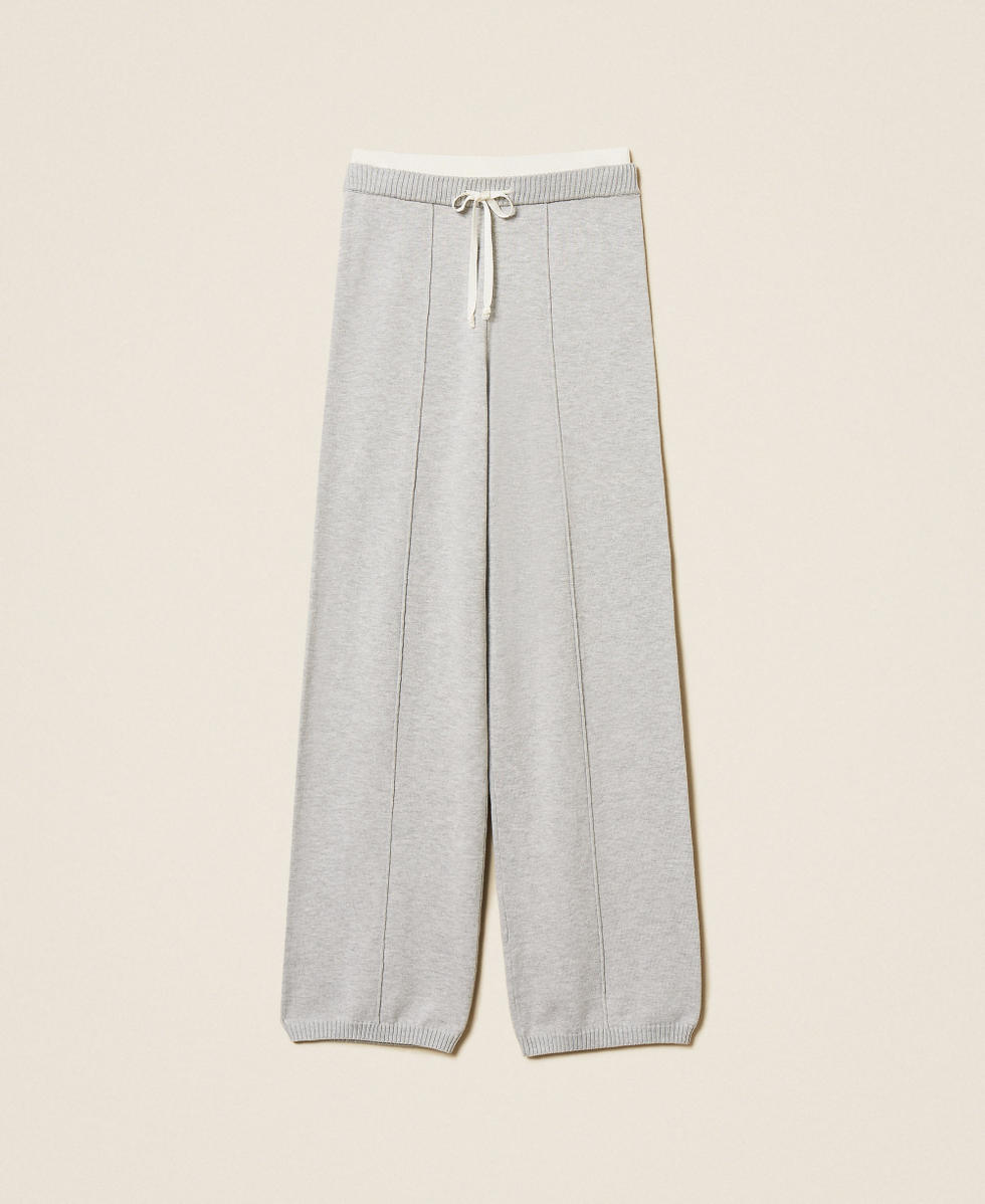 Knit trousers with drawstring Two-tone Light Grey Melange/Off White Woman 261LL3MCC_13297_S0